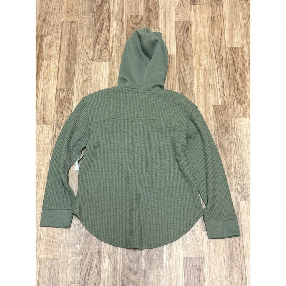 Old Navy Kids Waffle Knit Button Down Hoodie Dill Caper Green Large 10-12 NEW